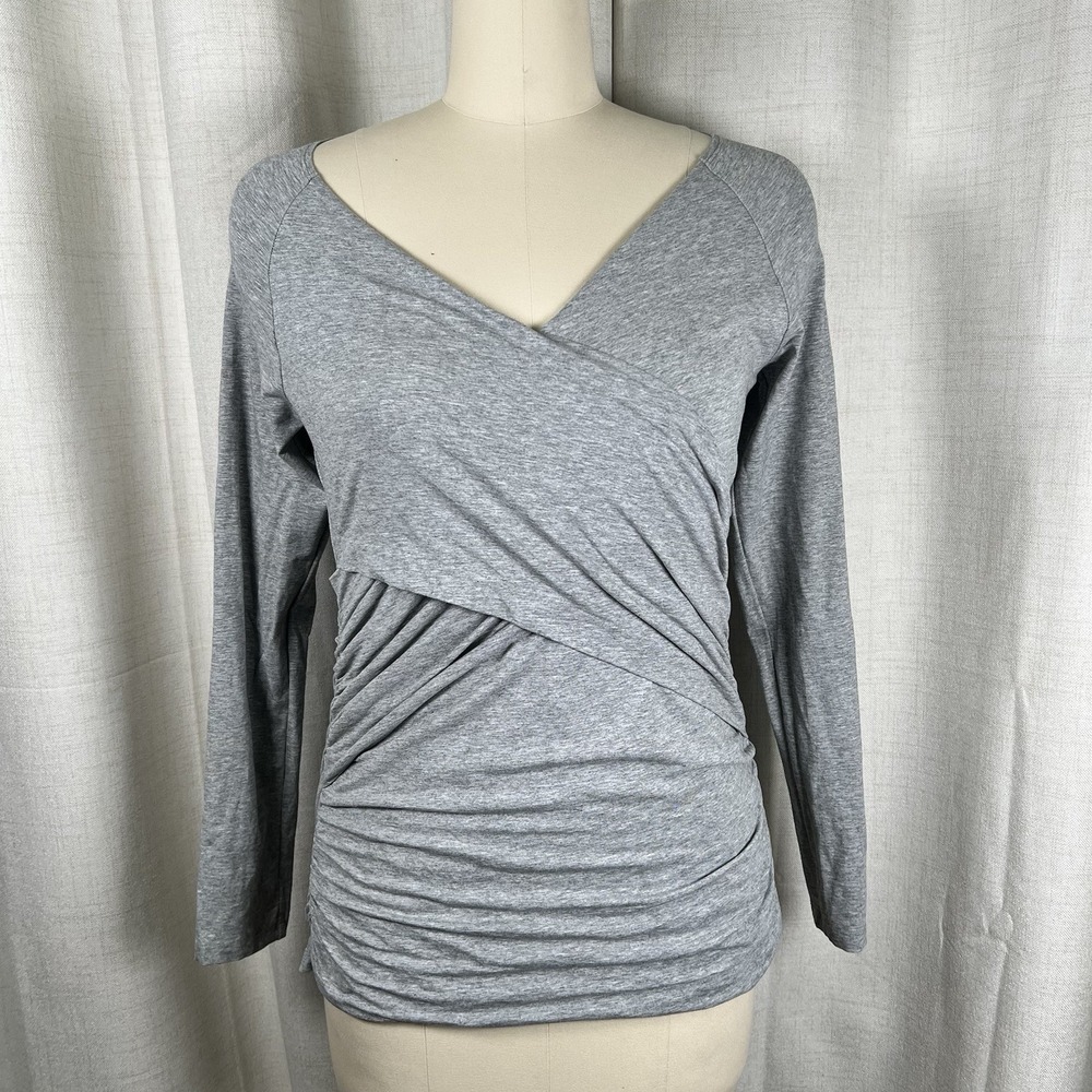 Sundance Vanessa Faux Wrap Ruched Long Sleeves Top Women's Medium Minimalist